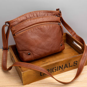 HOPEU Shoulder Cross Body Bag Sling Bags for Women Korean Style Fashion Soft Leather Bag Ladies New Design Branded Original Retro Square Bag Black Brown