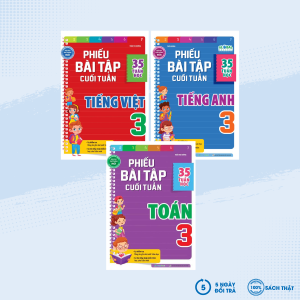 Sách - Combo Phiếu Bài Tập Cuối Tuần Toán + Tiếng Việt + Tiếng Anh Lớp 3 (35 Tuần Học) (Bộ 3 Cuốn) - MEGA - Newshop