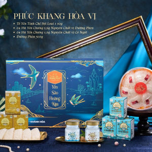 Yến Sào Hoàng Kim - Phúc Khang Hòa Vị (50g Tinh Chế Loại 1 300g Đường Phèn và 4 Hũ Yến Mix Vị) – Quà Biếu Sang Trọng
