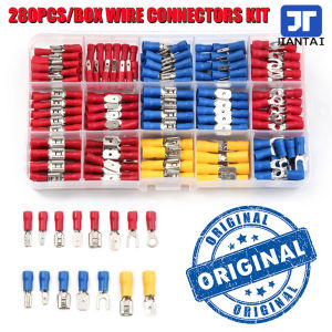 JIANTAI 280PCS/BOX Electrical Wire Connectors Insulated Wire Crimp Terminals Mixed Butt Ring Fork Spade Bullet Quick Disconnect Assortment Kit