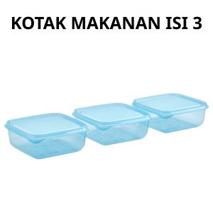 828 - Kotak Tempat Penyimpanan Makanan 600ml + Tutup isi 3 Plastic Lunch Box Food Container BPA Free