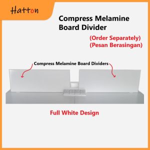 Hatton READY STOCK Workstation Office Desk for 4 Seaters | FULLY WHITE | Compress Melamine Wood Dividers | Linkable More Than 4 Seater | Sharing Centre Cabinet | Strong Built 4 Gang Power Socket |