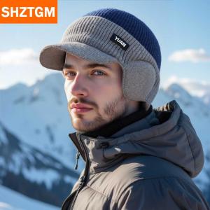 [COD] SHZTGM หมวกเบสบอลถักสองสี-กิจกรรมกลางแจ้งหมวกพ่อแฟชั่นพร้อมการป้องกันหู เหมาะสำหรับคู่รักหมวกสำหรับผู้ชาย