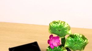 Tabletop Fountain 3-Tiers Lotus Leaf Small Waterfall Fountains Indoor Water Fountain with Rocks and LED Ring Lights for Home