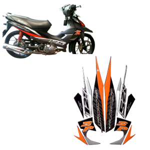 STIKER STRIPING LIS LES BODY MOTOR STIKER SUZUKI SHOGUN SP 125 2008 FULL HITAM