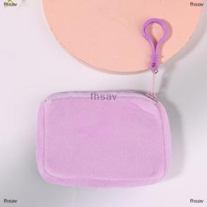 [COD] fhsav Cute Candy Color Plush Coin Purse Women Minimalist Square Change Pouch Wallet Headphone Bag Key Holder