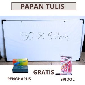 Papan Tulis Whiteboard 50x90cm gratis Spidol Dan Penghapus Bingkai Aluminium