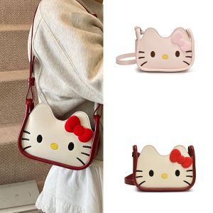 LANGJ คาวาอิ กระเป๋าเล็กสำหรับแมวลูกแมว พียู PU การ์ตูนลายการ์ตูน กระเป๋า Crossbody น่ารัก น่ารักมากๆ กระเป๋าแมสเซนเจอร์ กระเป๋าสะพายข้าง KT การเดินทางการเดินทาง