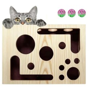OKONOK Interactive Cat Nail File Box Maze Tunnel With Bell Ball Interactive Cat Toy  Sandpaper Inside Cat Scratching Posts Indoor