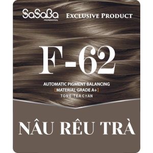 Màu nhuộm nâu rêu trà F-62 tự cân bằng và phủ bạc tóc SASABA 450ml