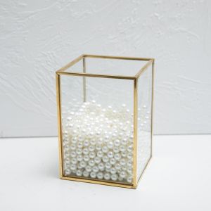 AC17-20 กล่องใส่แปรงเหลี่ยมทรงสูงขอบทอง (ไม่รวมมุก)