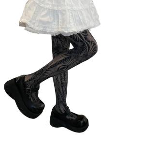 Womens tất lưới chạm khoét Patterned vớ Rose ren cao tới đùi pantyhose độ co giãn cao vớ xà cạp