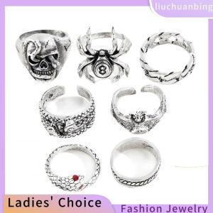 [COD] liuchuanbing Jewellery 7 cái bộ Punk Rắn Nhẫn Cho Phụ Nữ Gothic Spider Người Đàn Ông Đồ Trang Sức Thời Trang Quà Tặng Phụ Kiện