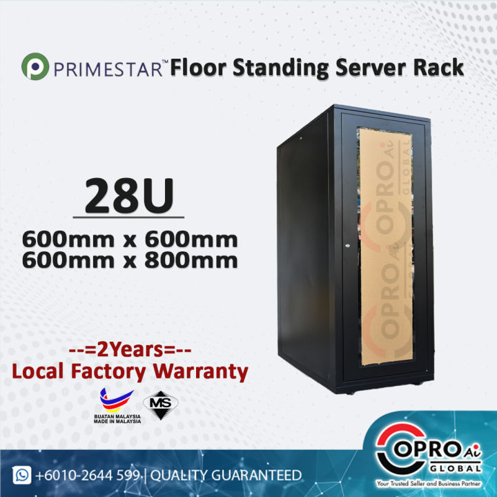 [READY STOCK] Primestar 28U 19inch Floor Standing Server Rack, Perspex / Perforated Door (SIRIM)