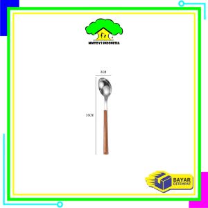 MI-C1166 Sendok Garpu Stainless Steel Korea Handle Kayu / Alat Makan Sendok Garpu Gagang Kayu Spoon