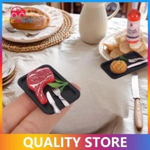 [Eleanor] 5Pcs Simulated Steak Pasta Plate Knife And Fork Model Kit Dollhouse Kitchen Food Decoration Toy DIY Accessories