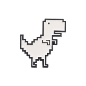 GENENIC Creative Gift White Tyrannosaurus Pixel Geometric Woman Kids Coat Badge Pin T-Rex Alloy Pins Lapel Pin Dinosaur Enamel Brooch
