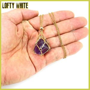 Lofty White ที่ใส่สร้อยคอแบบกรงคริสตัลที่ใส่แบบสแตนเลสโซ่โลหะที่เก็บหินเครื่องประดับจี้ปรับขนาดได้