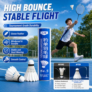 Durable Goose Feather Badminton Shuttlecocks High Bounce Stable Flight Badminton Balls Professional Shuttlecock for Training Practice Tournament Sports Use