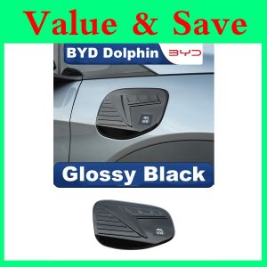 BYD Dolphin 2023 Car Accessories Carbon Fiber Style Decorative Glitter Charging Port Cover Glossy Black Fuel Cap
