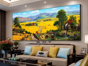 Tranh Đồng Quê - Làng Quê Việt Nam/ Tranh Treo Phòng Khách/ Tranh Tráng Gương Cao Cấp