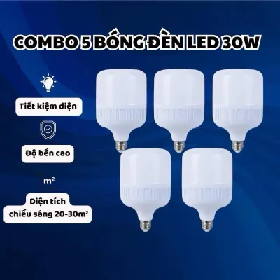 [SALE SỐC] ￼Bộ 5 Bóng Đèn LED 30W - Đèn Led Siêu Sáng Tiết Kiệm Điện Combo 5 Bóng Đèn Led 30W - Đèn Led Chất Lượng Giá Tốt