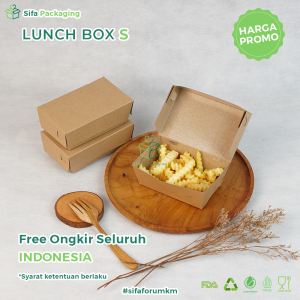 Lunch Box Paper Kraft Coklat Laminasi Ukuran S Dus Nasi Kotak Takeaway isi 50 pcs