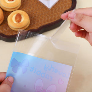 100pc Dessert Bag Cute Cookies Packing Bags Transparent Cellophane Polka Dot Candy Self-Adhesive Plastic Biscuits Snack Baking h2609