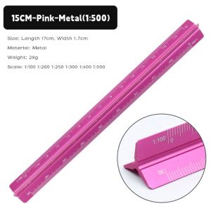 OPEAREY 10/15/30cm Triangular Scale Drafting Measure Tool 1:20-1:500 Straight Ruler Multi-functional Metal/Plastic Metric Scale Ruler Engineer