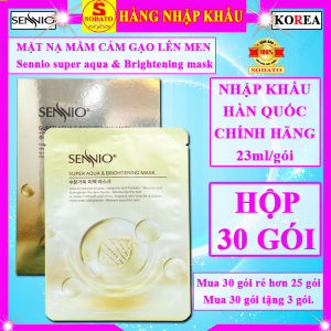 Mặt nạ sennio nguyên hộp 30 miếng combo mặt nạ cám gạo sennio chính hãng super aqua brightening mask màu vàng lên men dưỡng ẩm trắng da mặt hàn quốc