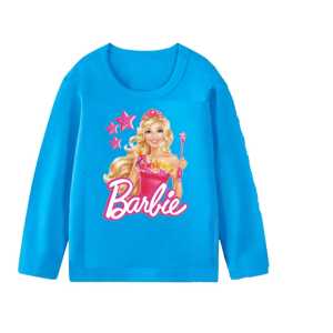 kaos atasan oblong anak perempuan lengan panjang motif barbie star