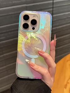 Gradient Feather for 15ProMax 16E 17Air 14Plus 13Pro Phone Case niche High-End Feel anti Drop Magnetic Charging