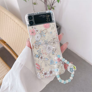 Lark Bird and Flower Samsung Galaxy Z Flip 7 Z Flip 5 Z Flip 6 Z Flip 4 ZFLip3 Case Girls Women kids Cute Wristband Strap Protective Case Cover for Galaxy Z Flip 4 5G