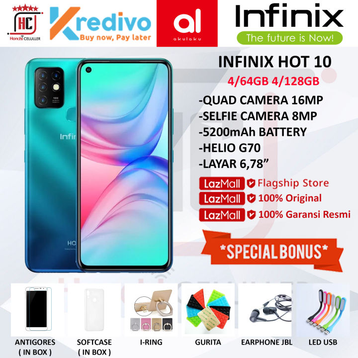 INFINIX HOT 10 4/128GB 4/64GB GARANSI RESMI INFINIX INDONESIA ORIGINAL FULL  BONUS