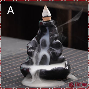 FinDee กระถางธูปกำยานควันน้ำตก สไตล์หิน / ดอกบัว incense burner