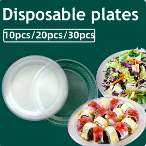 10/20/30pcs Disposable Plate Plastic Dinner Plate High Temperature Thickened Plate Vegetable Dish Picnic Tableware