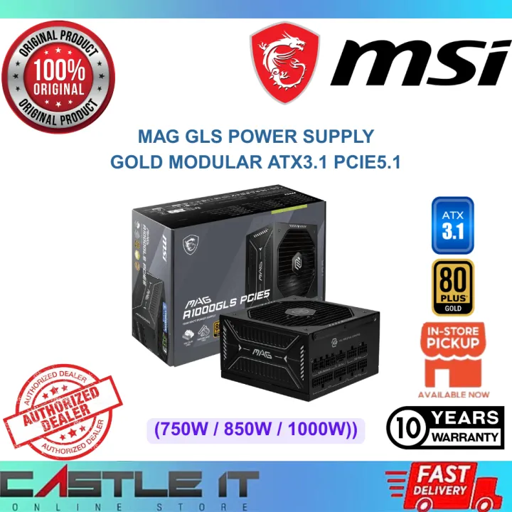 MSI MAG GLS 750W 850W 1000W PSU Power Supply Gold Modular ATX3.1 PCIe5.1