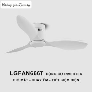 Quạt trần cao cấp cho chung cư tập thể thấp trầnthiết kế 3 cánh sát trầncó remote từ xađộng cơ DC lõi đồng 6 cấp độ gió