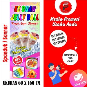 Spanduk Banner Es Jelly Susu / Banner Es Buah Jelly / Banner Es Jeli / Banner Ukuran 60 x 160 cm