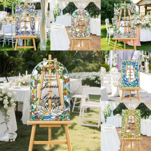 MIRELAE Nhiều màu sắc Biển chào mừng đám cưới Mẫu hoa Acrylic Bảng chào mừng tự làm Sáng tạo Đồ trang trí đám cưới Đĩa chỉ dẫn đám cưới Trang trí đám cưới