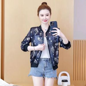 ใหม่ เสื้อแจ็คเก็ตกันแดดสำหรับผู้หญิงแบบบาง รูปร่างขนนกป้องกันแสงแดดฤดูร้อน บายอากาศแบบบาง เสื้อผ้าชีฟองกันแดดคุณภาพสูง