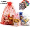 Organza Gift Bag Drawstring Pouch with Print for Candy Jewlery Wedding Package Giveaway. 
