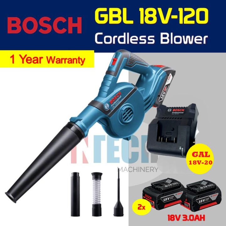 BOSCH GBL18V 120 CORDLESS BLOWER 1X GAL18V 20 CHARGER 2X 18V 3.0