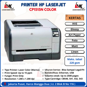 Printer Warna HP LaserJet CP1515n (Cocok Buat Cetak Kertas Glossy Decal HVS Stiker Art Paper dll)