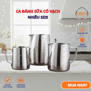 Ca inox ca đánh sữa chia vạch 350ml/550ml/900ml/1500ml