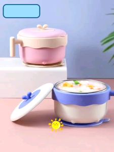 Baby Keep Warm/Cold Anti-Slip Suction Bowl Spoon Fork 316 Stainless Steel Material