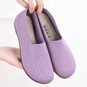 Free Shipping Pure Black Hotel Work Shoes Suitable For Spring And Autumn Designed For Middle-Aged And Elderly Women Easy Slip-On Style Comfortable For Home Wear And With Non-Slip Soles