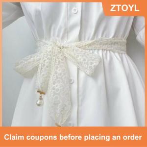 【ZTOYL】 Fashion Sweet Decorative Lace Waist Belt Elegant Dress Jeans Waistband Accessories Bow Lace Belt For Women