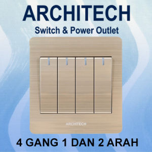 ARCHITECH PLATINUM B9-K04A Sakelar/CETEKAN Lampu 4 Gang 1 Arah Gold & ARCHITECH PLATINUM B9-K04B Sakelar/CETEKAN Lampu 4 Gang 2 Arah Gold
