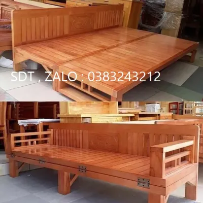 giường ghế gấp gỗ xoan đào 1m21m61m8 phòng khách phòng ngủ
